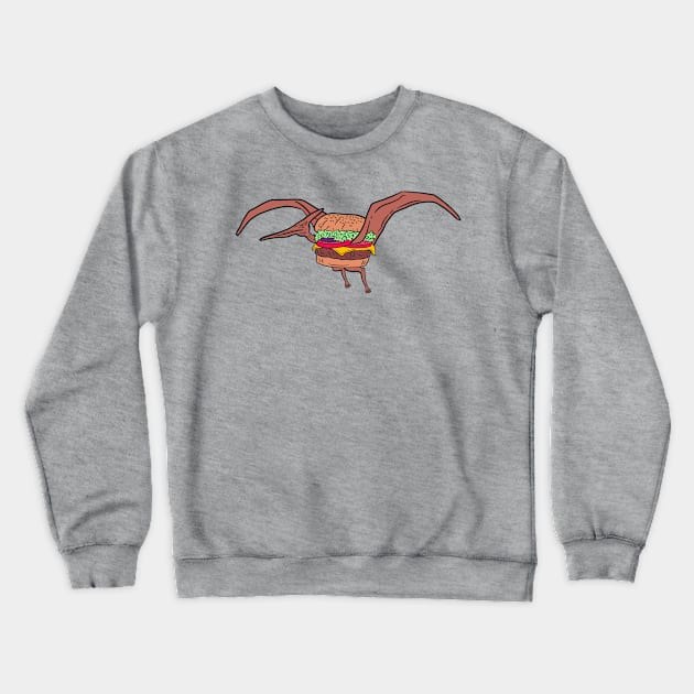 pterodactyl burger Crewneck Sweatshirt by Sasha Banana 